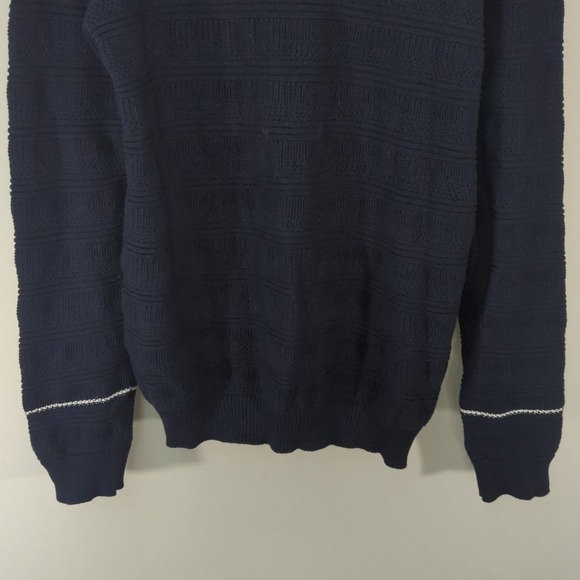 Bloomingdales Mens Textured Crew Neck Pullover Sweater Navy Blue Size M - Picture 4 of 7